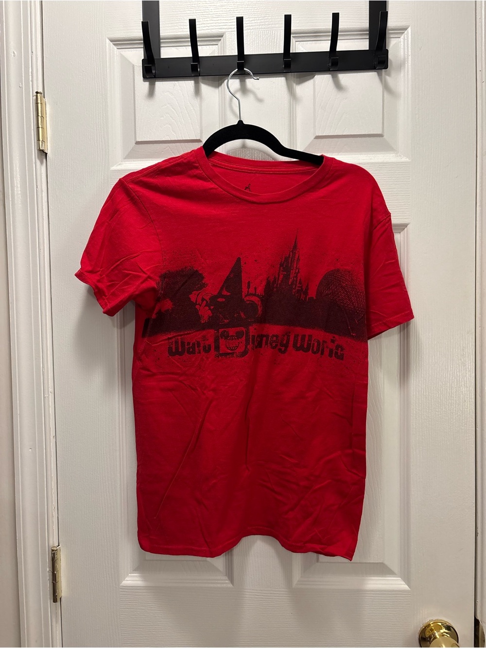 Hanes Red Short Sleeve Tee with Disney World Graphic